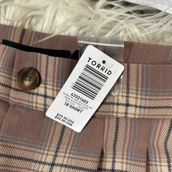 Studio by Torrid Tailored Twill Wide Leg High Rise Pants Plaid NWT 18 S - Picture 6 of 7